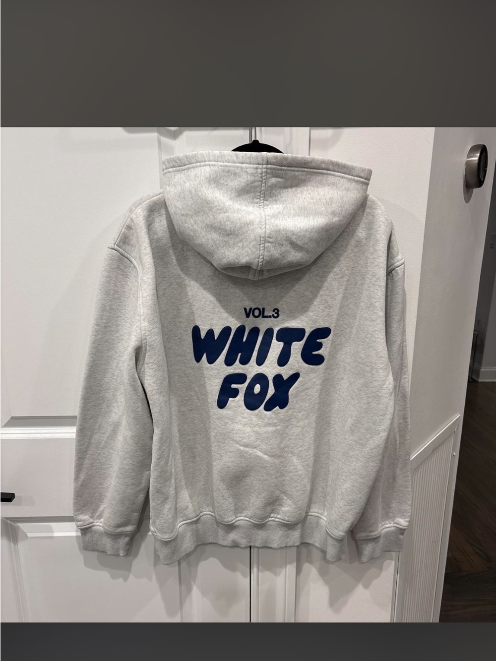 White Fox Boutique gray Pullover Hoodie with Black Label
